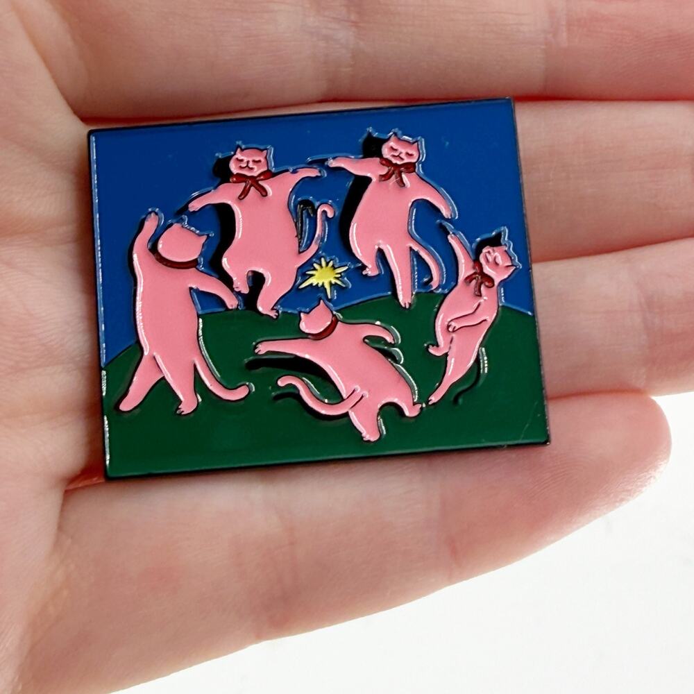 Whimsical Pink Cat Enamel Pin Cute Kawaii Cats Playing Soft Enamel Cat Lover